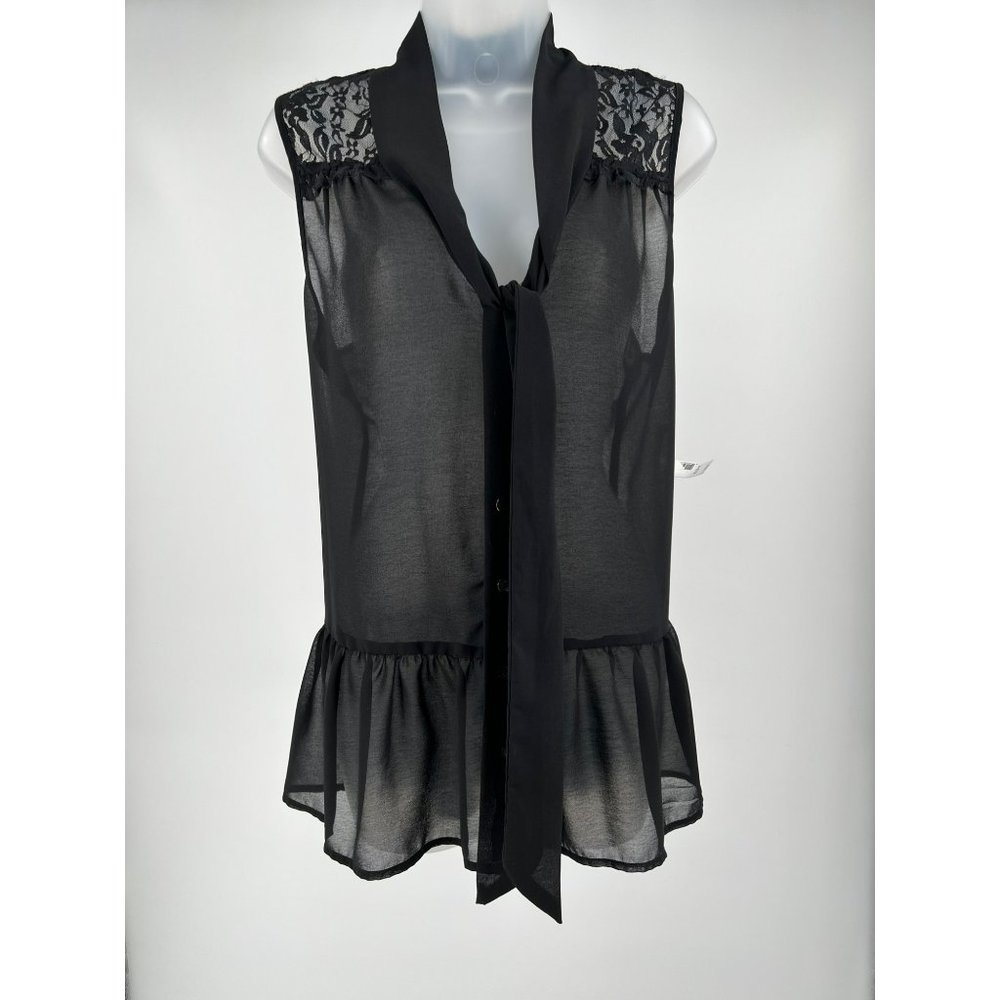 NWT Free 2 Luv Lace Back Sheer Tie Front Tank Top Size XL
